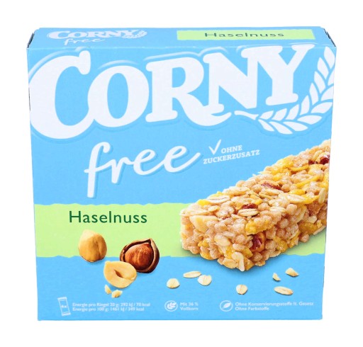 CORNY Tyčinka Lieskové oriešky BEZ CUKRU 6 kusov DE