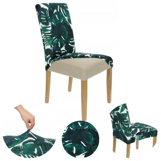 POTAH NA STOLIČKU MONSTERA, ZELENÉ PALMOVÉ LISTY, PRUŽNÉ VZORY