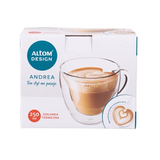 Termo sklenený dvojstenný hrnček srdce Altom Design Andrea 250 ml