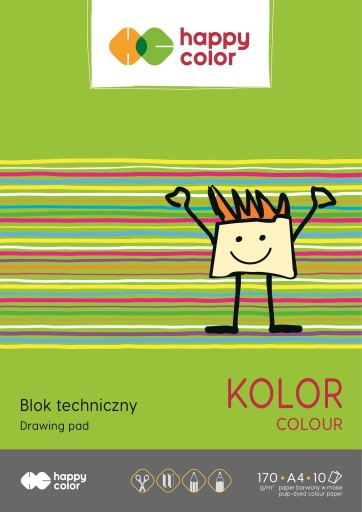Farebný technický blok A4 170g 10 listov Happy Color