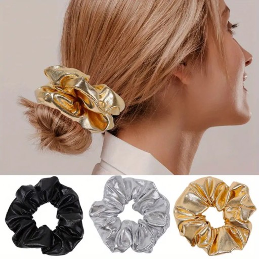 Gumička do vlasov FROTKA scrunchies, ZLATÁ METALICKÁ, lesklá