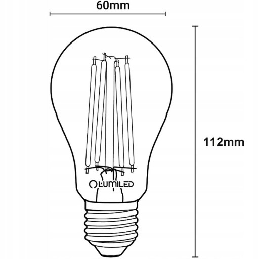 LED žiarovka E27 A60 8W = 75W 1055lm 3000K Teplá FILAMENT DEKORATÍVNE RETRO
