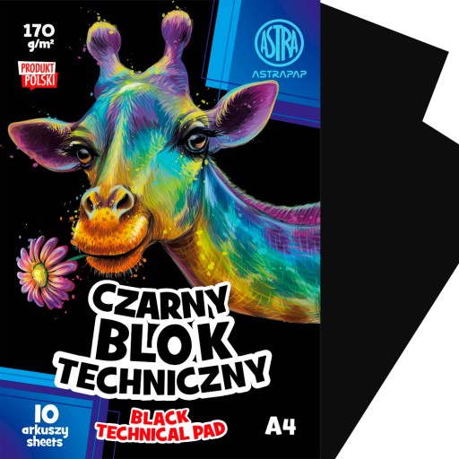 Technický blok ASTRA, čierny A4, 10 listov/listov
