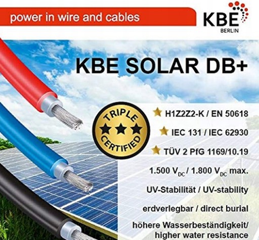 SOLÁRNY FOTOVOLTAICKÝ KÁBEL 4mm2 KBE TUV