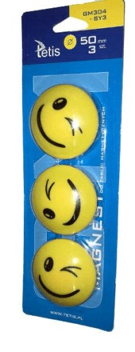 MAGNETY NA DOSKY ŽLTÉ SMILE 50 MM 3 KUS TETIS GM304-SY3