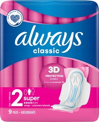 VŽDY CLASSIC MAXI Hygienické vložky s krídelkami A'9