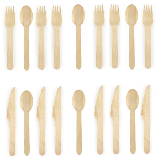 Príborové vidličky jednorazové nože WOODEN ECO x18