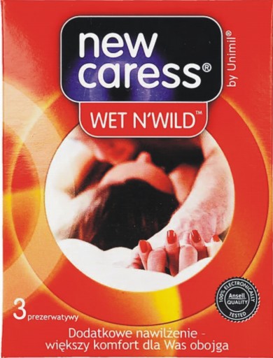 Nové Latexové kondómy Caress Wet N`Wild 3 ks