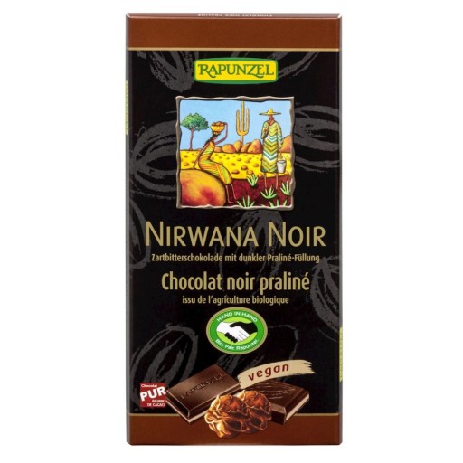NIRWANA BIO tmavá ČOKOLÁDA S HLUZOVOU NÁPLŇOU 100 g - RAPUNZEL
