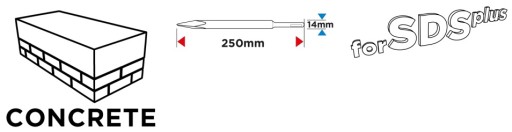 GRAFITOVÝ DLÁTOK štrbinový hrot SDS+ 14 X 250 mm