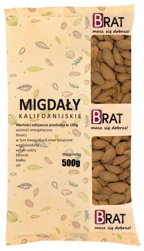 KALIFORNISKÉ MANDLE 500g Prírodné, ČERSTVÉ, CEL