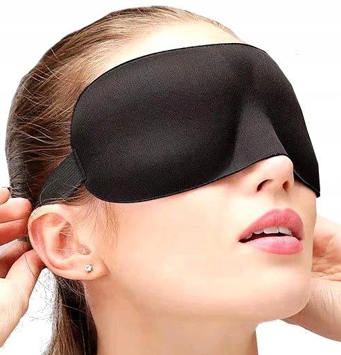 3D spánková jemná čierna maska so zaviazanými očami