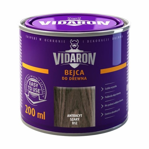 VIDARON Moridlo na drevo B12 Antracit sivá 0,2L