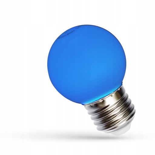 LED dekoračná guľová žiarovka E27 230V 1W modrá