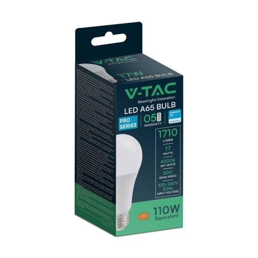 V-TAC SAMSUNG CHIP LED žiarovka 17W E27 A65 VT-21017 4000K 1710lm