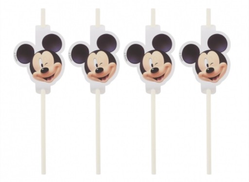 Papierové slamky Mickey Mouse 4 kusy Narodeninové