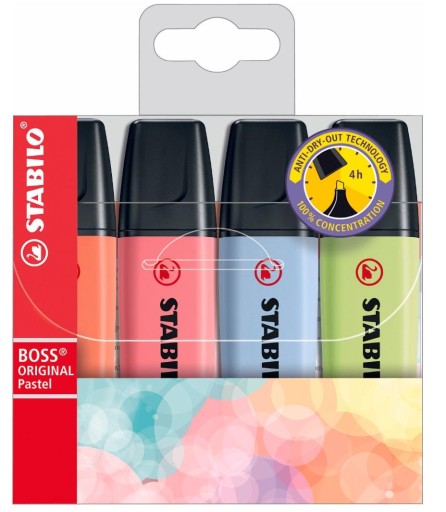 Stabilo Boss Original Pastel zvýrazňovače Sada 4 farieb