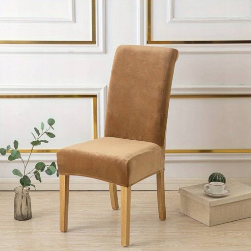 Poťah na stoličku VELUR PREMIUM ELASTIC VELVET, SVETLOHNEDÁ