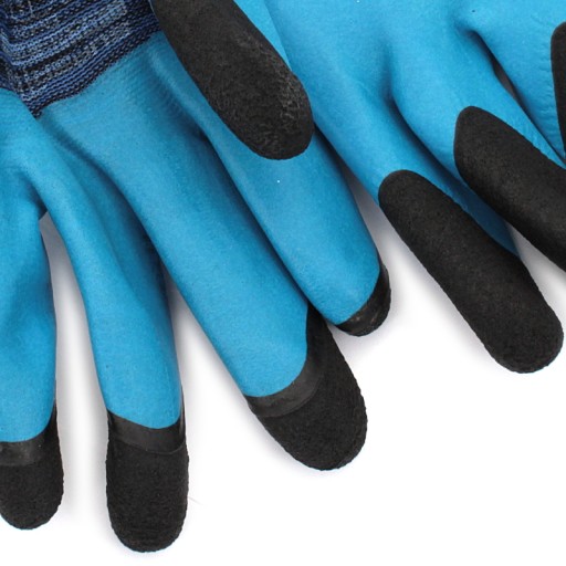 Pracovné rukavice, čierne hrubé latexové prsty. 7