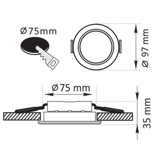 ZOE 4,8W 4000K LED svietidlo na zapustenú montáž BRUSHED SILVER