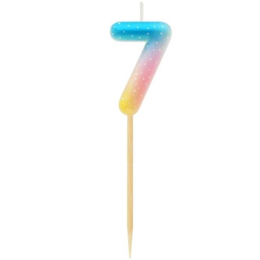 Dúhová SVIEČKA ČÍSLO 7 Dekorácia PIKER PASTEL