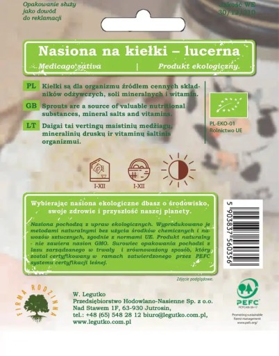Alfalfa klíčiace semienka 20g BIO - Semienka - W. Legutko