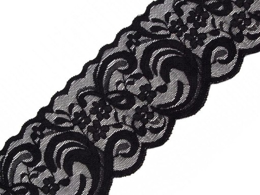 OZDOBNÁ ČIPKA 8CM, ELASTICKÁ, ČIERNA