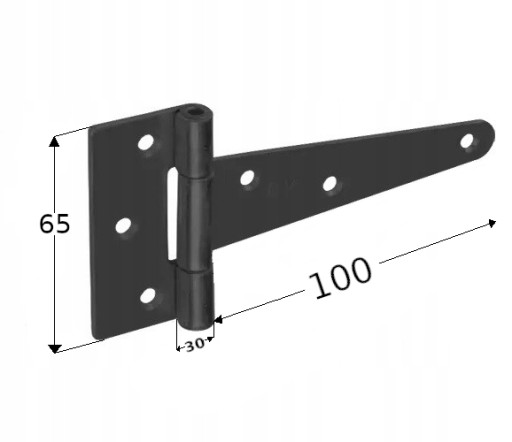 Čierny trojuholníkový dverný záves ZT100 100x30x65x2 mm Domax 1 ks.