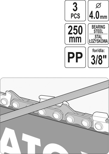 VODIČ S PILNÍKOM 4mm 3/8'' sada YATO YT-85030