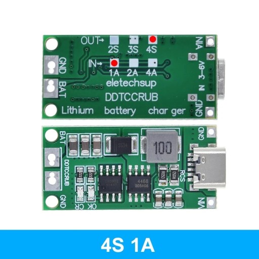 BMS Charger 4S 1A Type-C 14,8V 16,8V Boost LiPo Li-Ion 18650 nabíjačka