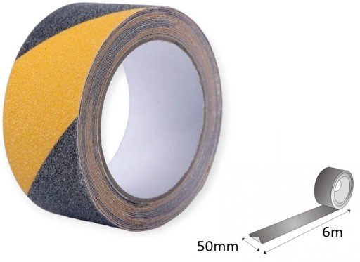 Výstražná PÁSKA 50mm 6m žlto-čierna, protišmyková, zdravotné a bezpečnostné označenie