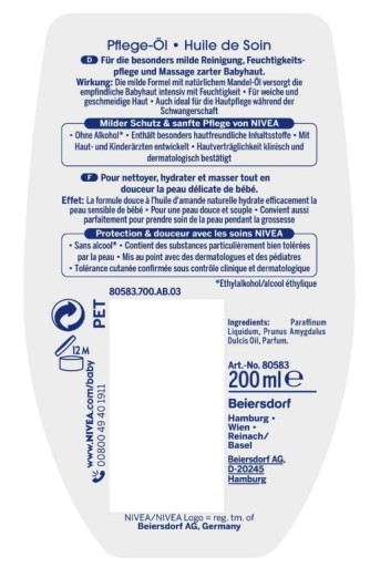 Nivea Baby Streichelzart Pflege Ol Oil 200 ml