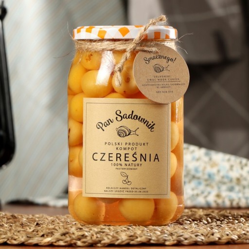 Žltý čerešňový kompót 900 ml Pan Sadownik LOW SWEET
