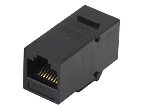 RJ45/8P8C kat.5E konektor UTP zásuvka-zásuvka typ KEYSTONE čierna