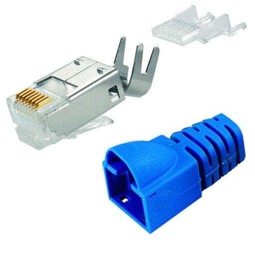 Telegartner RJ45 zástrčka 6A FS STP, modrý odľahčovač ťahu