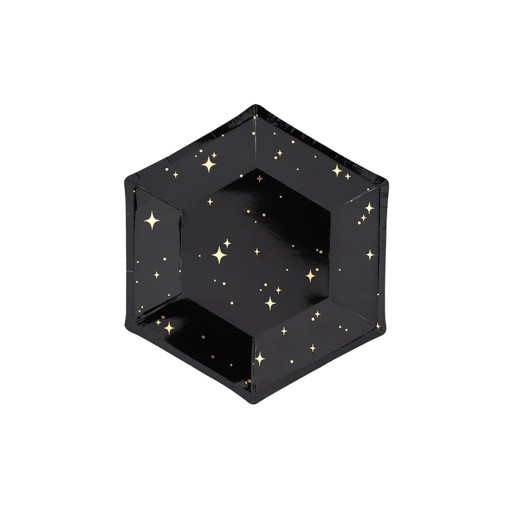 Papierové taniere Black Gold Stars 20 cm x6