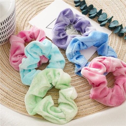 Velúrové scrunchie scrunchie, viacfarebné, na pastelové vlasy, 12 ks