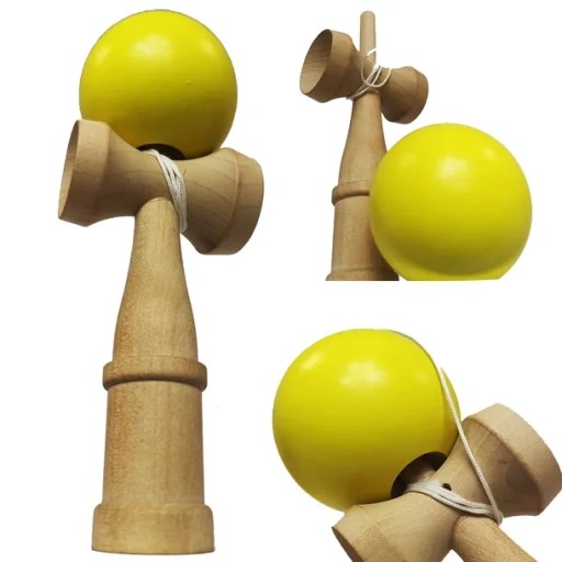 KENDAMA DREVENÁ ZRUČNOSTNÁ HRA, ŽLTÁ