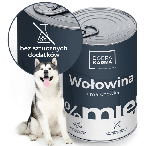 Mokré krmivo pre psov GOOD KARMA, hovädzie v konzerve bez obilnín 93,5% 850g