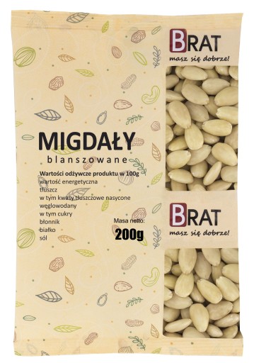 BLANŠOVANÉ MANDLE 200g Prírodné, lúpané, čerstvé
