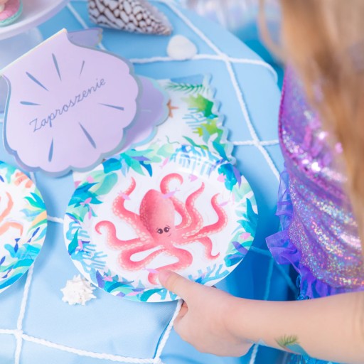 OCEAN papierové taniere morské živočíchy farebné narodeninové 18cm 6ks