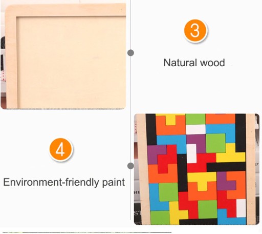DREVENÉ PUZZLE TETRIS PUZZLE MONTESSORI HRA TANGRAM LOGIC