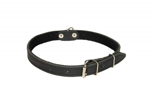 Kožený obojok s filcovým psíkom 40-50cm/20mm Čierny
