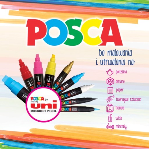 POSCA popisovač PC-1MR BLUE 0,7mm č. 33 138386 s akrylovou farbou na plagát
