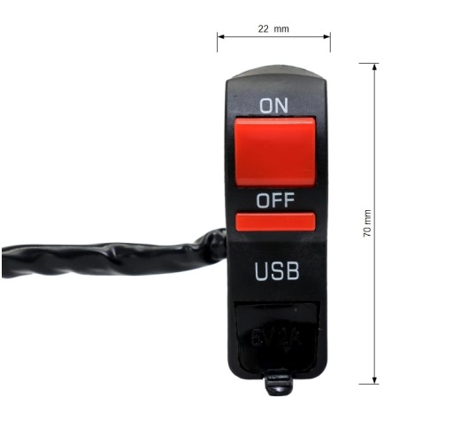 Vypínač s USB nabíjačkou 5V DC 2A