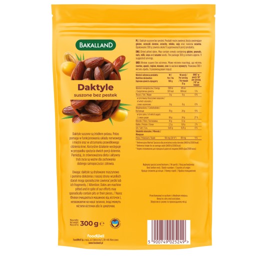 BAKALLAND Datle celé, sušené, vykôstkované 300 g