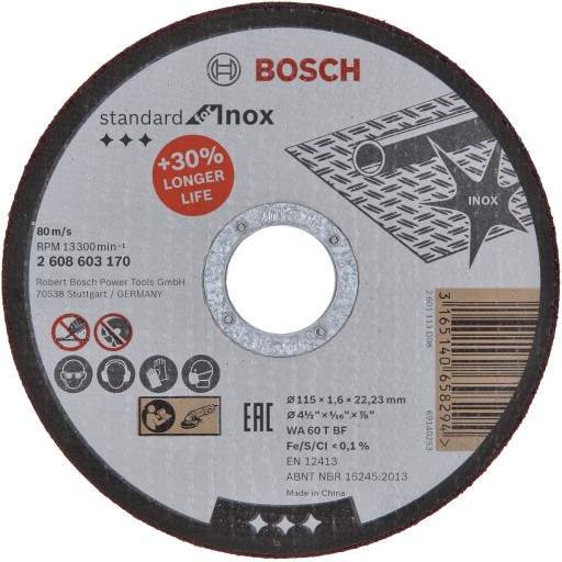 KORUNDOVÝ KOTOUČ BOSCH na rezanie kovu, ocele INOX, 115/1,6 mm
