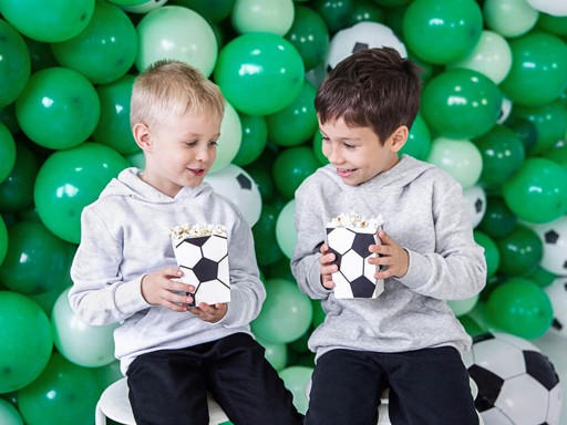 Futbalové škatuľky na popcorn 6ks Narodeninové