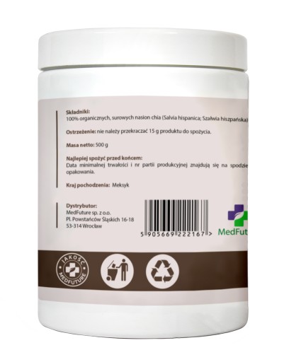 CHIA SEMIENKA Šalvia španielska VLÁKNINA 100% bio - 500 g