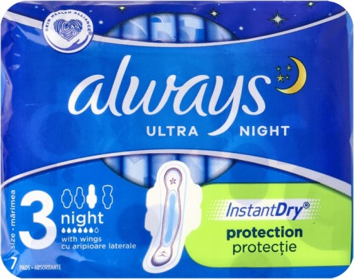ALWAYS Ultra Hygienické vložky s krídelkami Night 7 ks